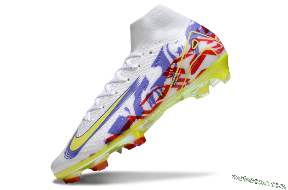 Nike Air Zoom Mercurial Superfly 10 Elite FG High-Tops Soccer Cleats - White/Purple/Yellow/Red 5
