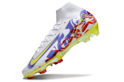 Nike Air Zoom Mercurial Superfly 10 Elite FG High-Tops Soccer Cleats - White/Purple/Yellow/Red