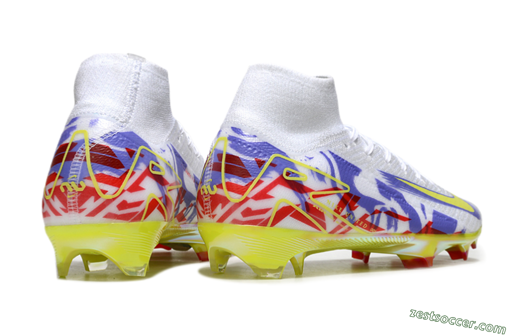 Nike Air Zoom Mercurial Superfly 10 Elite FG High-Tops Soccer Cleats - White/Purple/Yellow/Red 6