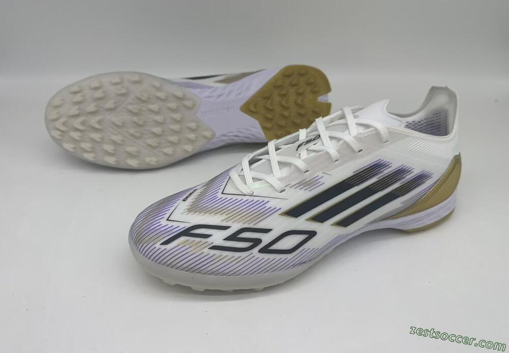 Adidas F50 Pro TF Low-Tops Soccer Shoes - White/Black/Yellow