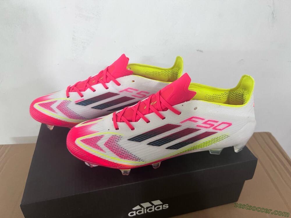 Adidas F50 Elite FG Low-Tops Soccer Cleats - White/Red/Yellow