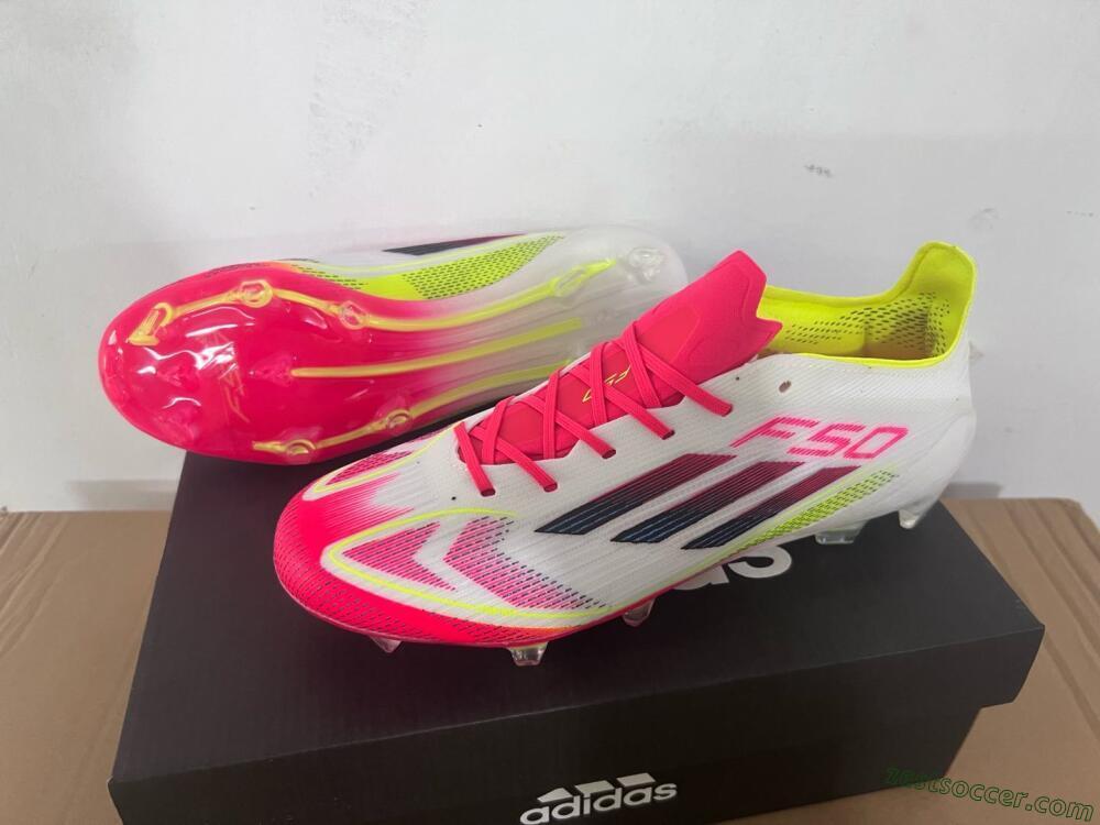 Adidas F50 Elite FG Low-Tops Soccer Cleats - White/Red/Yellow