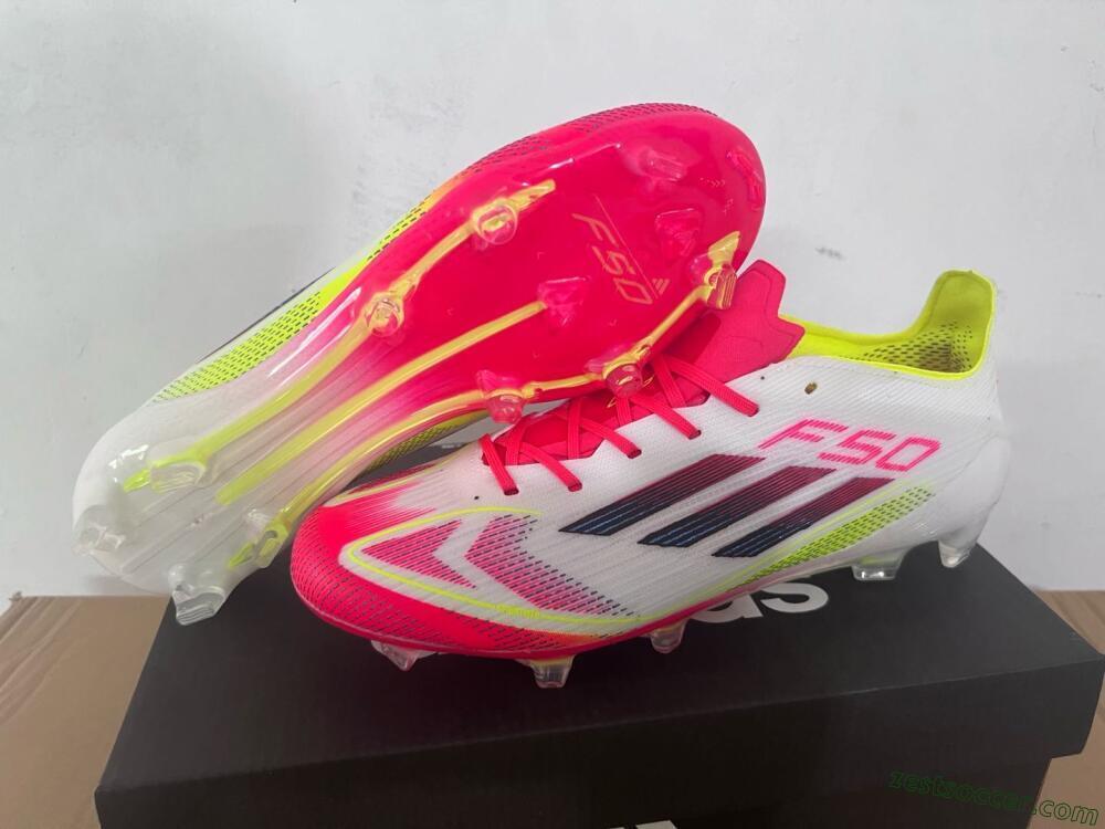 Adidas F50 Elite FG Low-Tops Soccer Cleats - White/Red/Yellow
