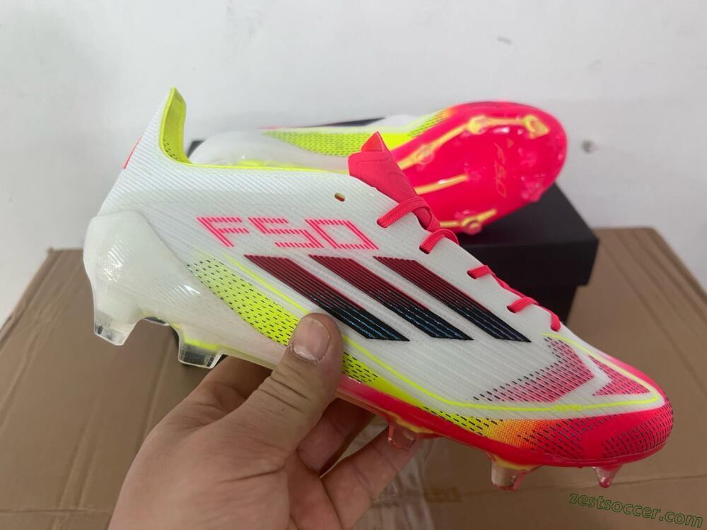 Adidas F50 Elite FG Low-Tops Soccer Cleats - White/Red/Yellow