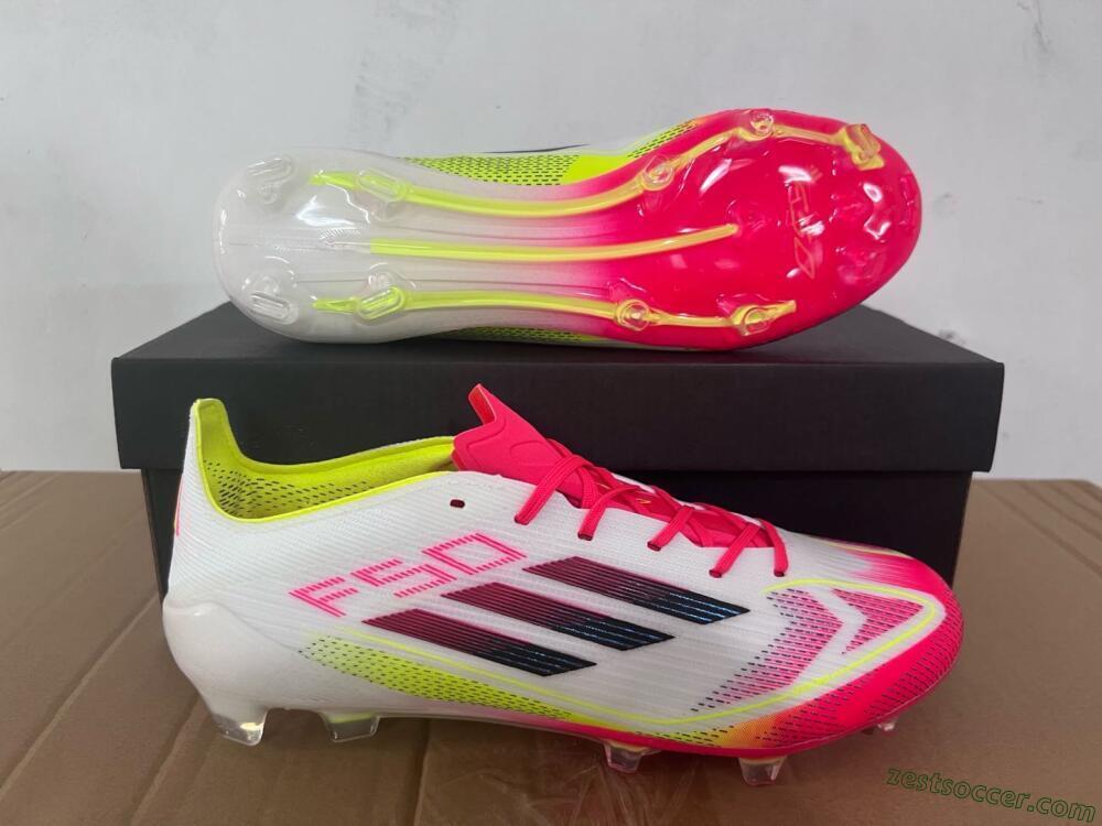 Adidas F50 Elite FG Low-Tops Soccer Cleats - White/Red/Yellow