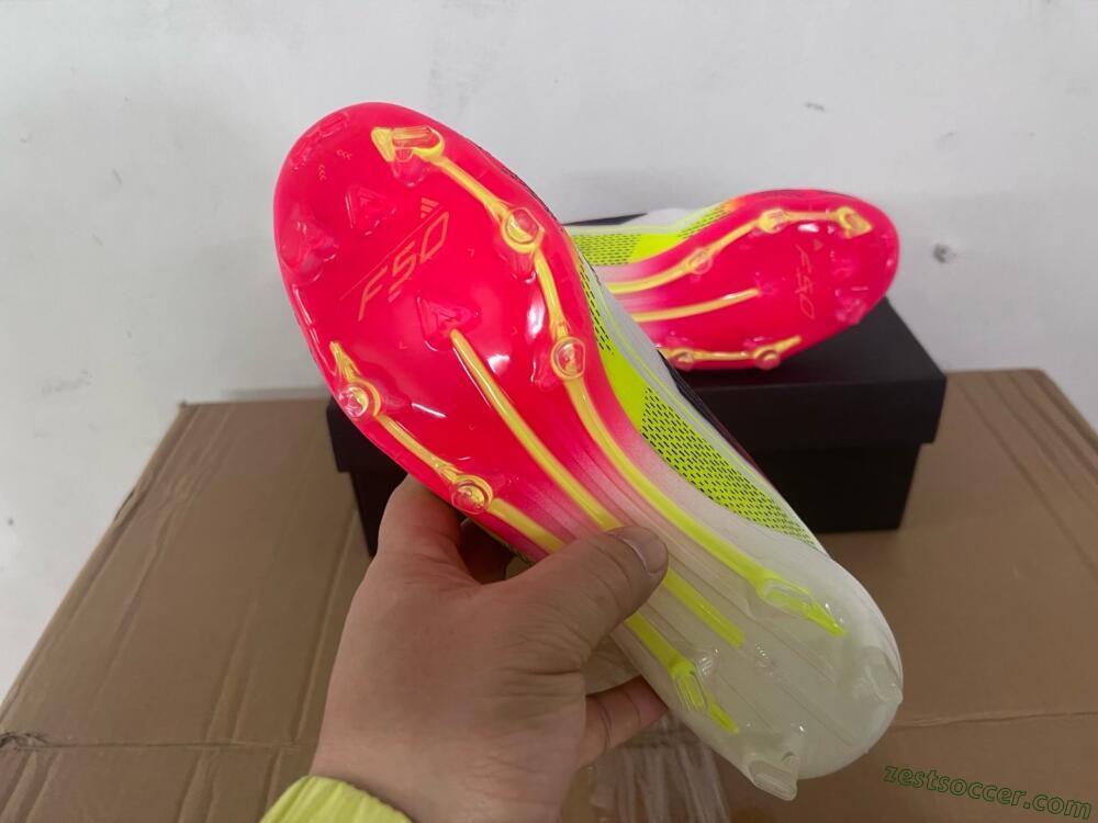 Adidas F50 Elite FG Low-Tops Soccer Cleats - White/Red/Yellow