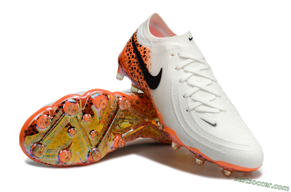 Nike Phantom Luna Elite AG Low-Tops Soccer Cleats - White/Orange/Black 3
