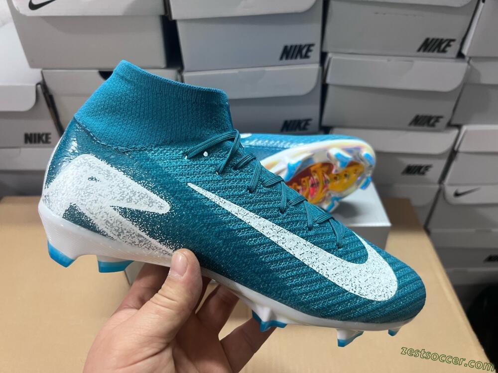 Nike Air Zoom Mercurial Superfly 10 Elite FG High-Tops Soccer Cleats - Blue/White/Gold