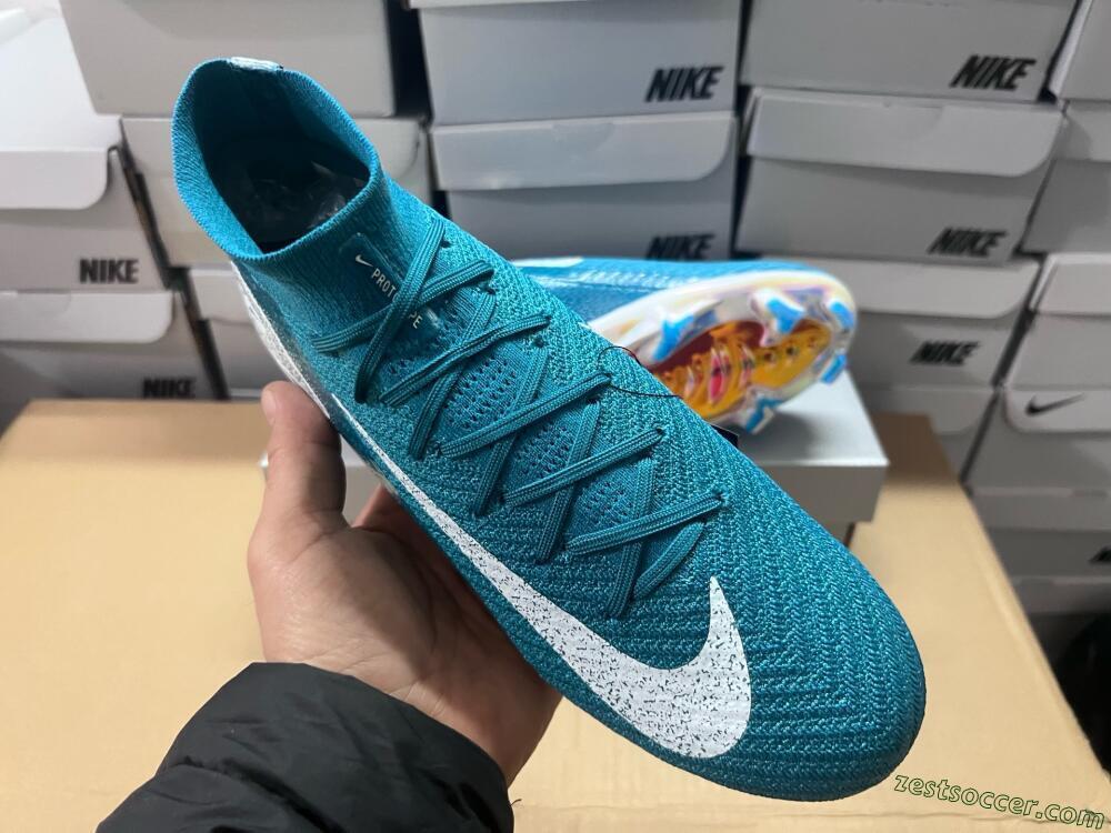 Nike Air Zoom Mercurial Superfly 10 Elite FG High-Tops Soccer Cleats - Blue/White/Gold