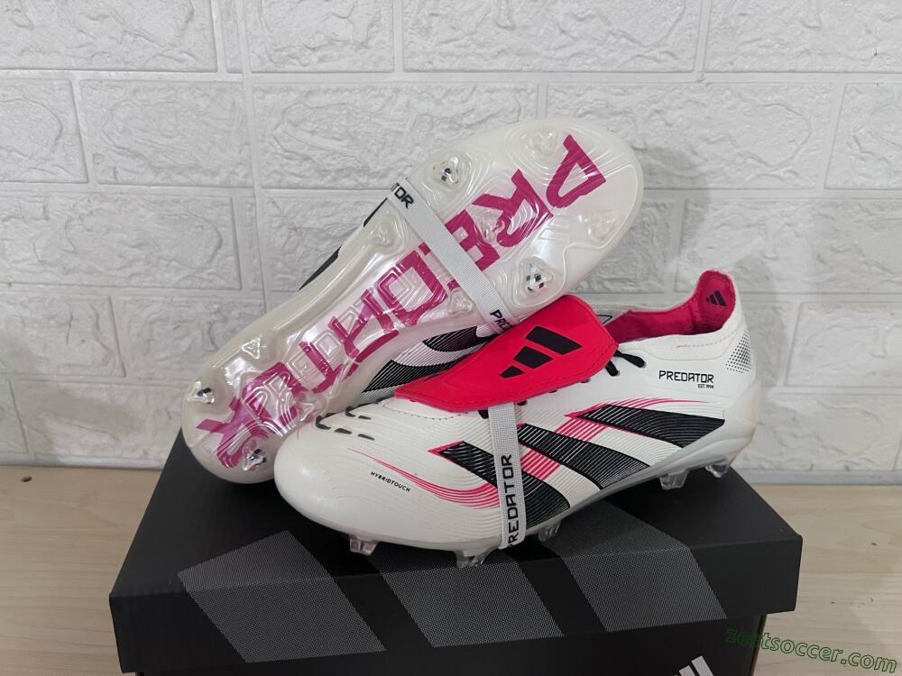 Adidas Predator Elite Foldover Tongue FG Low-Tops Soccer Cleats - Beige/Black/Red