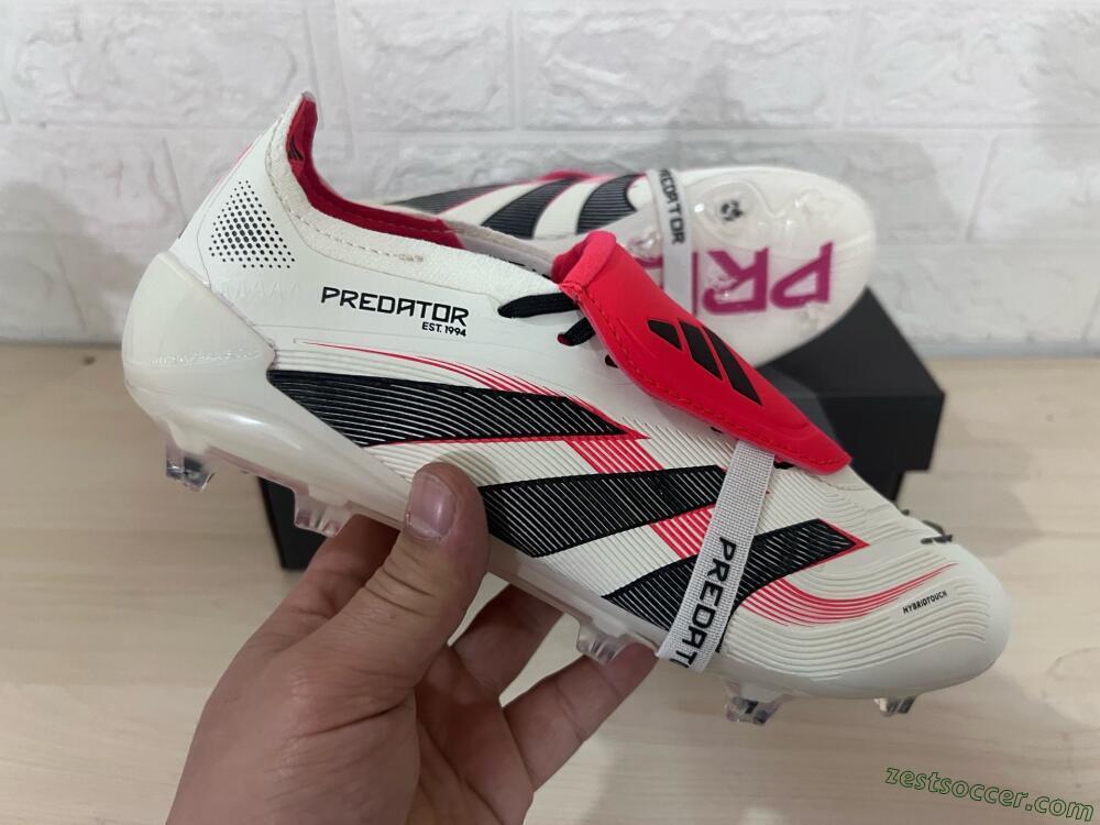 Adidas Predator Elite Foldover Tongue FG Low-Tops Soccer Cleats - Beige/Black/Red