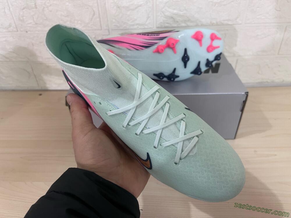 Nike Air Zoom Mercurial Superfly 10 Elite AG High-Tops Soccer Cleats - Jade/Gold/Pink