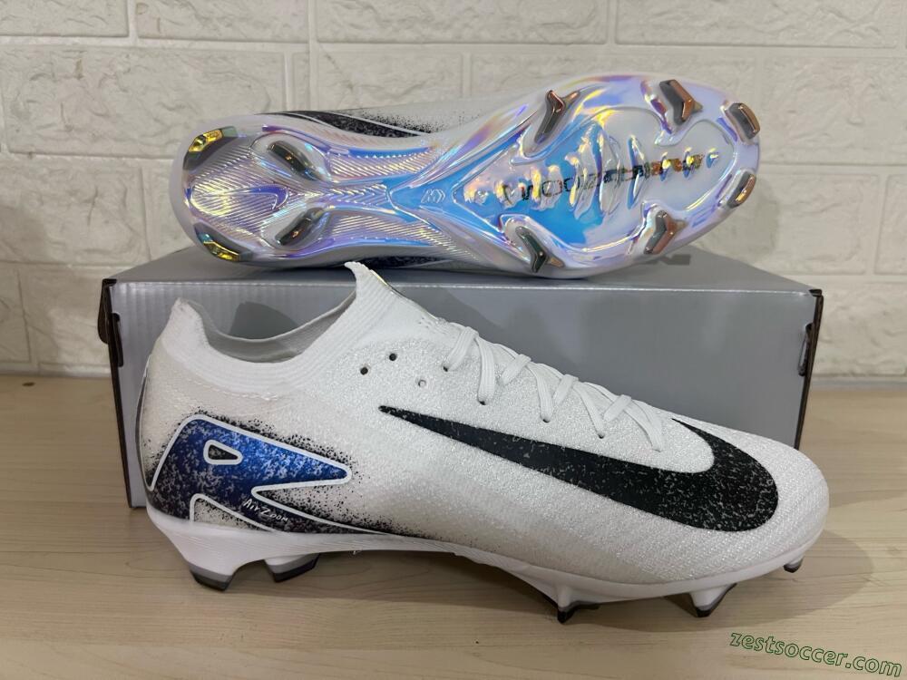 Nike Air Zoom Mercurial Vapor 16 Elite FG Low-Tops Soccer Cleats - White/Black/Blue/Gold