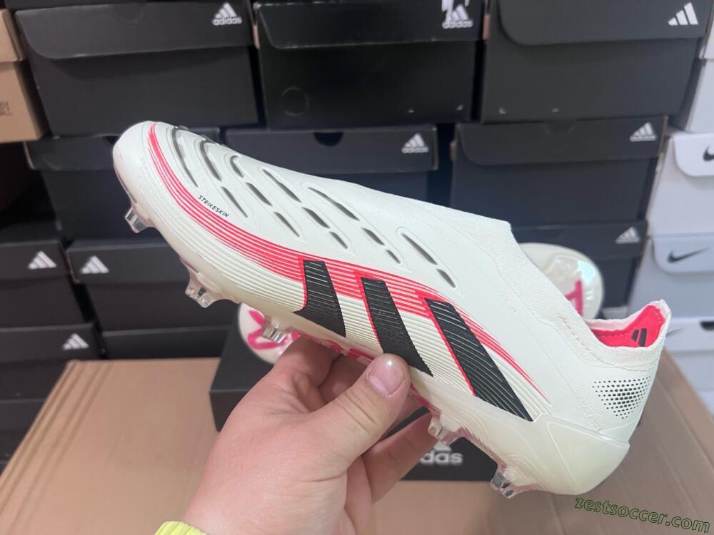 Adidas Predator Elite Laceless FG Low-Tops Soccer Cleats - Beige/Red/Black