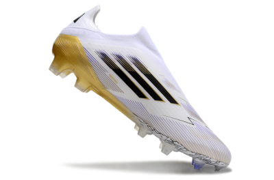 Adidas F50 Elite Laceless FG Low-Tops Soccer Cleats - White/Black/Gold