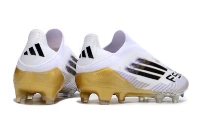 Adidas F50 Elite Laceless FG Low-Tops Soccer Cleats - White/Black/Gold