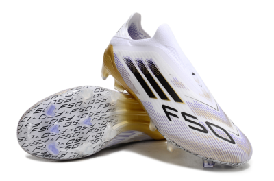 Adidas F50 Elite Laceless FG Low-Tops Soccer Cleats - White/Black/Gold