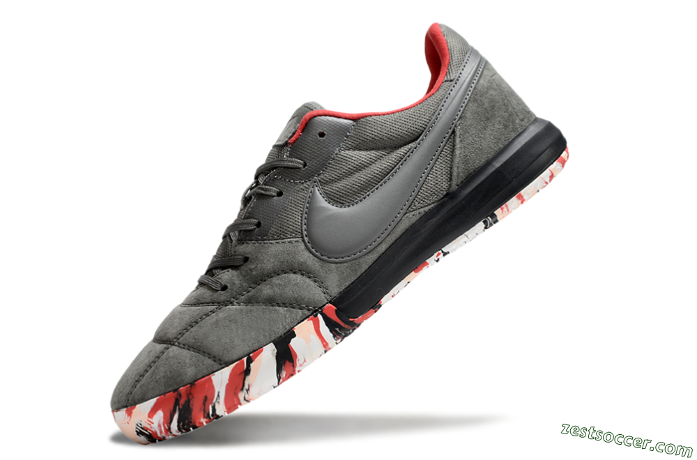Nike Premier 2 Sala IC Low-Tops Soccer Shoes - Grey/Black/Red 5