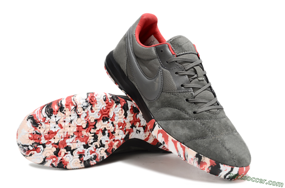 Nike Premier 2 Sala IC Low-Tops Soccer Shoes - Grey/Black/Red 3