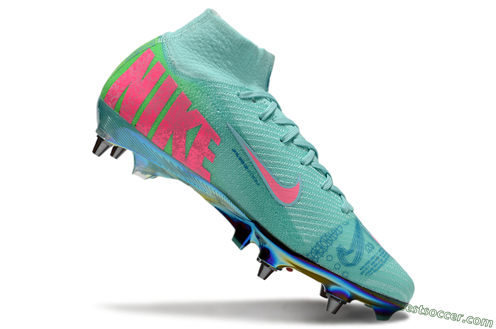 Nike Air Zoom Mercurial Superfly 10 Elite SG High-Tops Soccer Cleats - Jade/Pink/Gold 4