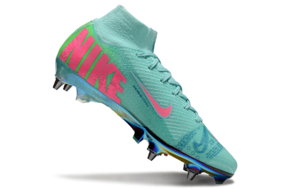 Nike Air Zoom Mercurial Superfly 10 Elite SG High-Tops Soccer Cleats - Jade/Pink/Gold