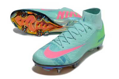 Nike Air Zoom Mercurial Superfly 10 Elite SG High-Tops Soccer Cleats - Jade/Pink/Gold