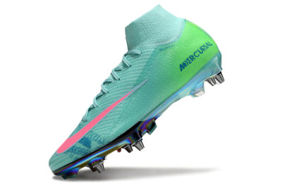 Nike Air Zoom Mercurial Superfly 10 Elite SG High-Tops Soccer Cleats - Jade/Pink/Gold