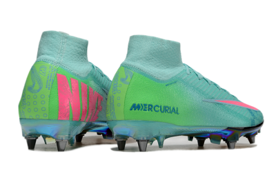 Nike Air Zoom Mercurial Superfly 10 Elite SG High-Tops Soccer Cleats - Jade/Pink/Gold