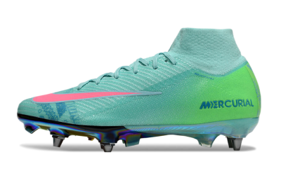 Nike Air Zoom Mercurial Superfly 10 Elite SG High-Tops Soccer Cleats - Jade/Pink/Gold