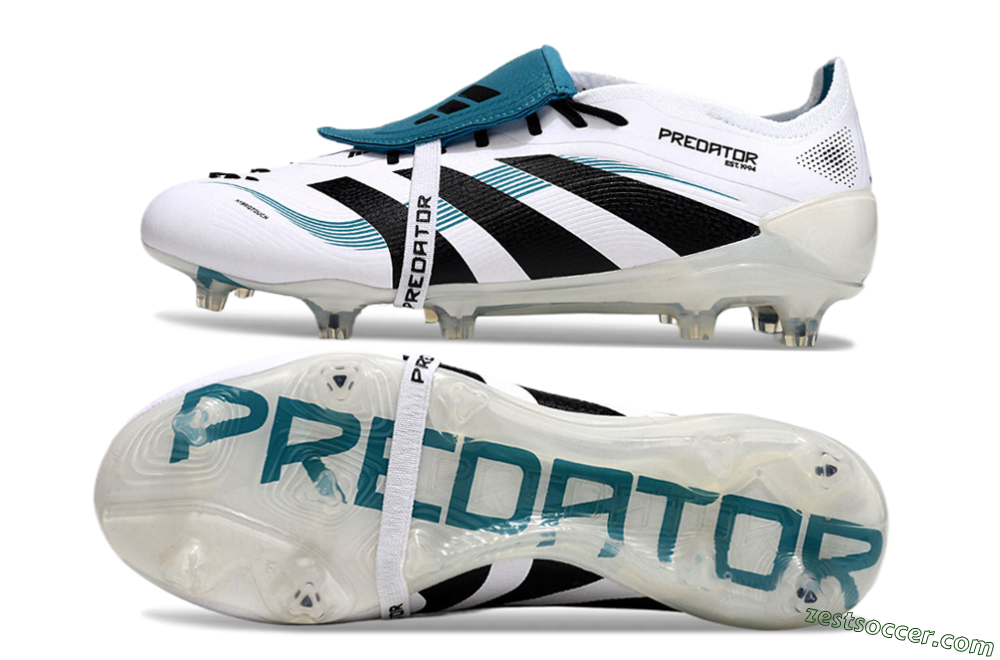 Adidas Predator Elite 25 Foldover Tongue FG Low-Tops Soccer Cleats - White/Blue/Black 1