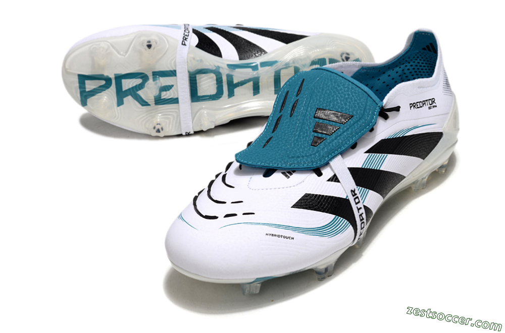 Adidas Predator Elite 25 Foldover Tongue FG Low-Tops Soccer Cleats - White/Blue/Black 3