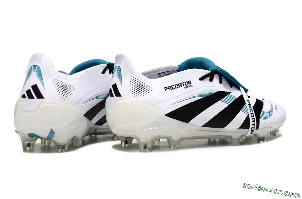 Adidas Predator Elite 25 Foldover Tongue FG Low-Tops Soccer Cleats - White/Blue/Black 6