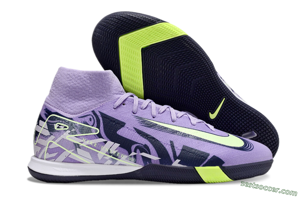 Nike Air Zoom Mercurial Superfly 10 Elite IC High-Tops Soccer Shoes - Purple/Yellow/White 0