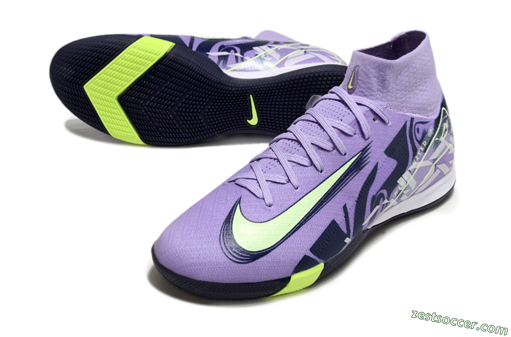 Nike Air Zoom Mercurial Superfly 10 Elite IC High-Tops Soccer Shoes - Purple/Yellow/White 3