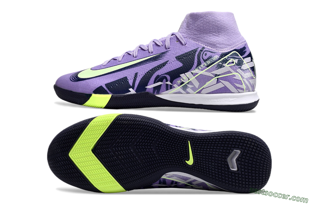 Nike Air Zoom Mercurial Superfly 10 Elite IC High-Tops Soccer Shoes - Purple/Yellow/White 1