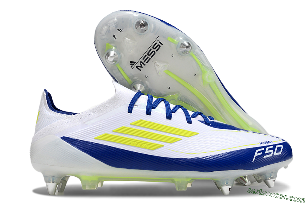 Adidas F50 Elite SG Low-Tops Soccer Cleats - White/Blue/Yellow 0
