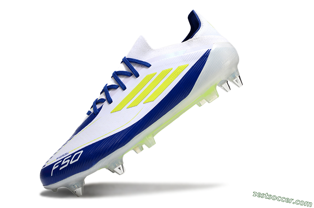 Adidas F50 Elite SG Low-Tops Soccer Cleats - White/Blue/Yellow 5