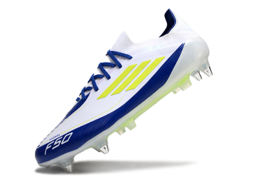 Adidas F50 Elite SG Low-Tops Soccer Cleats - White/Blue/Yellow