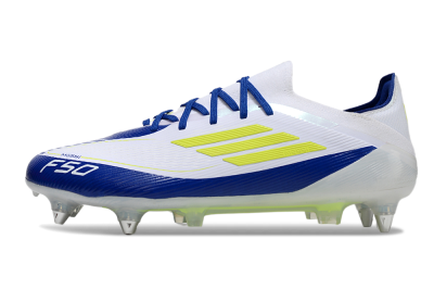 Adidas F50 Elite SG Low-Tops Soccer Cleats - White/Blue/Yellow