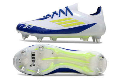 Adidas F50 Elite SG Low-Tops Soccer Cleats - White/Blue/Yellow