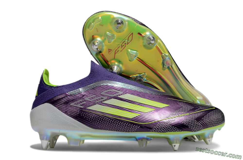 Adidas F50 Elite Laceless SG Low-Tops Soccer Cleats - Purple/Yellow/White 0
