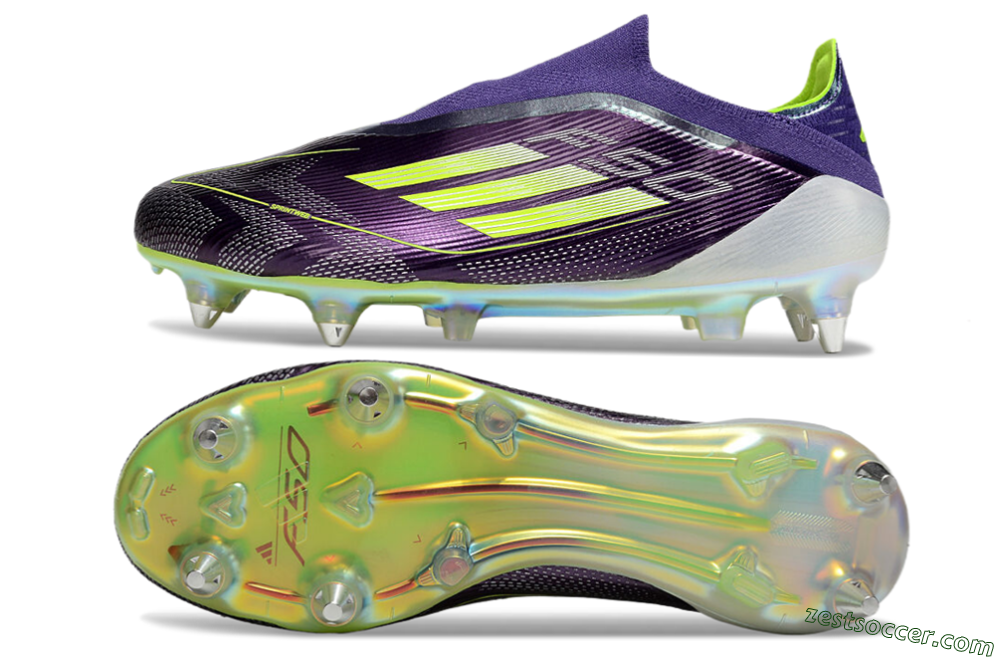 Adidas F50 Elite Laceless SG Low-Tops Soccer Cleats - Purple/Yellow/White 1