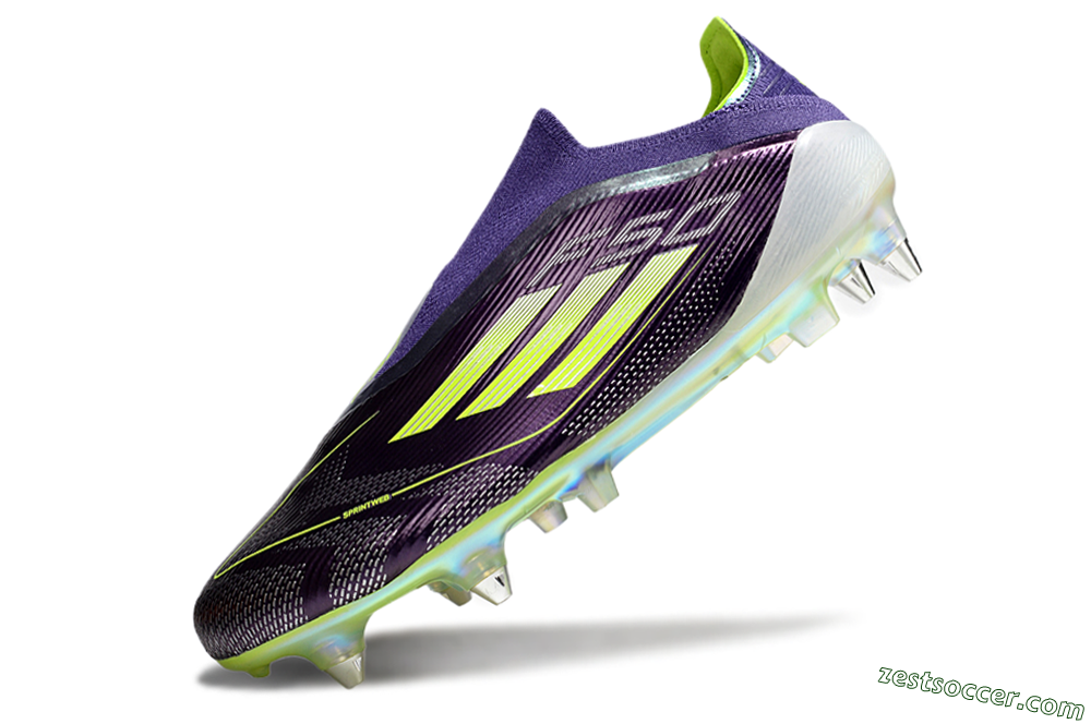 Adidas F50 Elite Laceless SG Low-Tops Soccer Cleats - Purple/Yellow/White 5