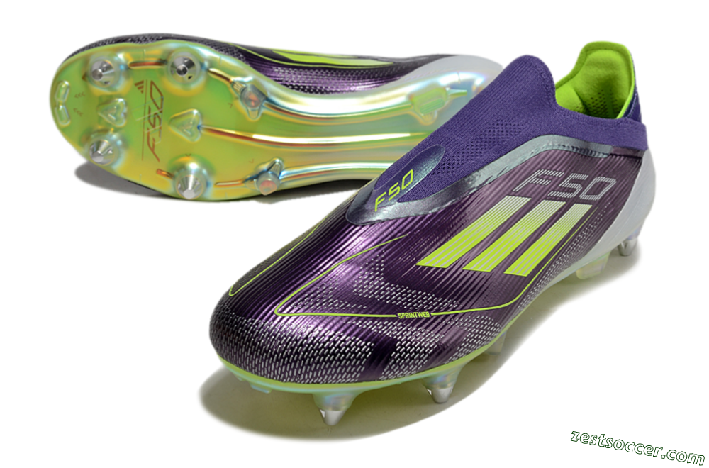Adidas F50 Elite Laceless SG Low-Tops Soccer Cleats - Purple/Yellow/White 3