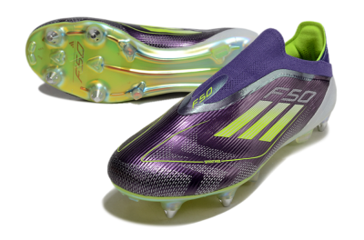 Adidas F50 Elite Laceless SG Low-Tops Soccer Cleats - Purple/Yellow/White