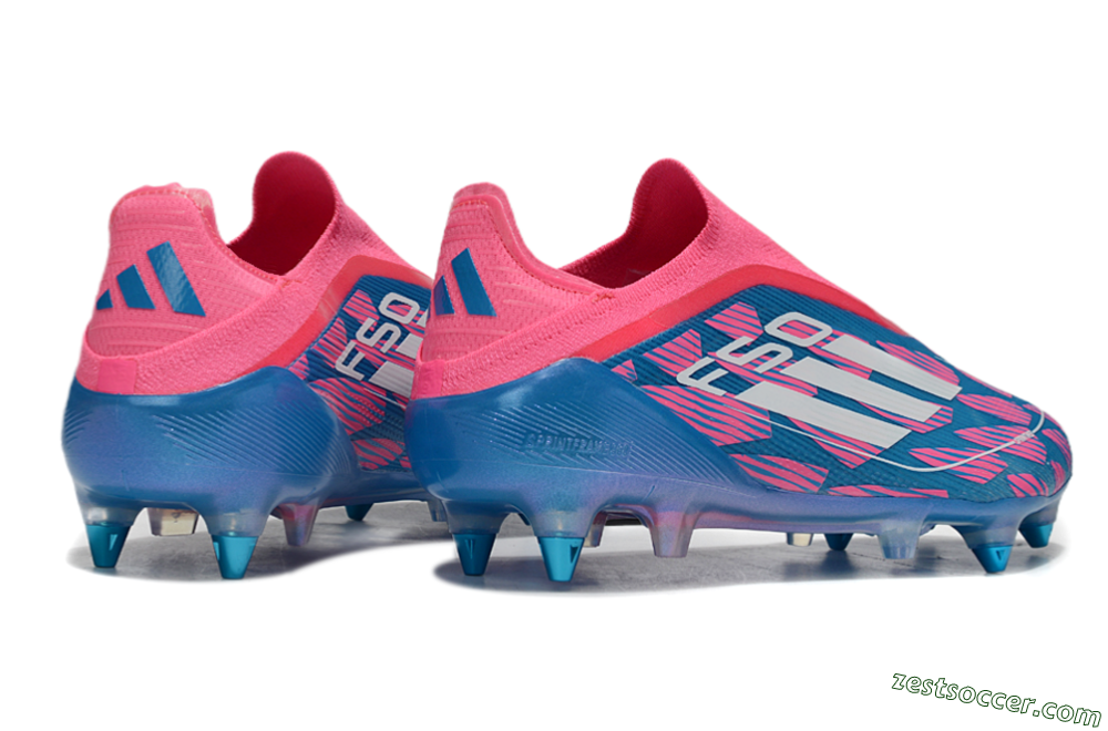 Adidas F50 Elite Laceless SG Low-Tops Soccer Cleats - Blue/Pink/White 6