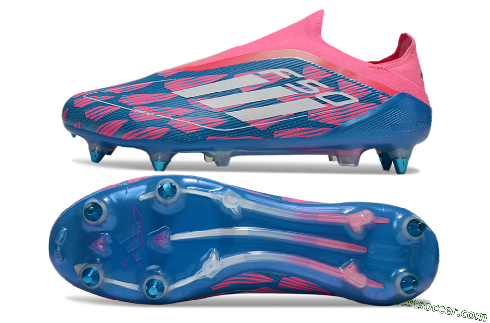 Adidas F50 Elite Laceless SG Low-Tops Soccer Cleats - Blue/Pink/White 1