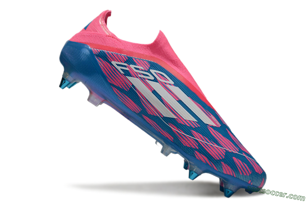 Adidas F50 Elite Laceless SG Low-Tops Soccer Cleats - Blue/Pink/White 4