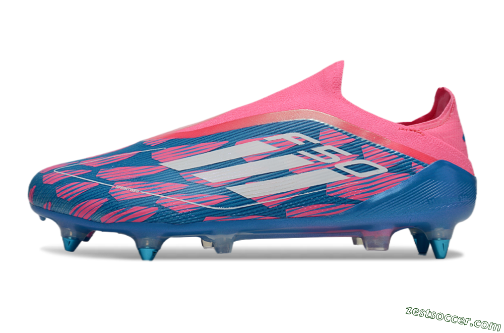 Adidas F50 Elite Laceless SG Low-Tops Soccer Cleats - Blue/Pink/White 2