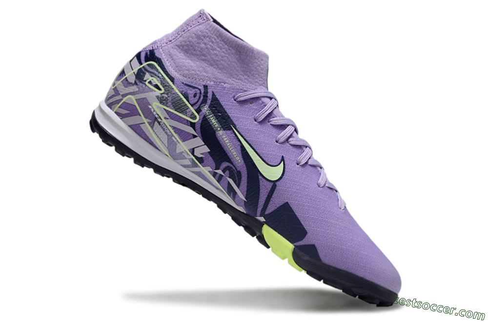 Nike Air Zoom Mercurial Superfly 10 Elite TF High-Tops Soccer Shoes - Purple/Yellow/White 4